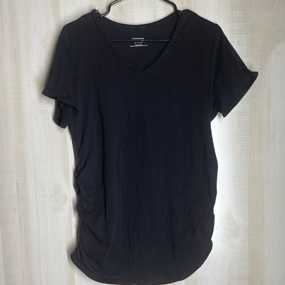 Motherhood maternity black short sleeve top, size 1X